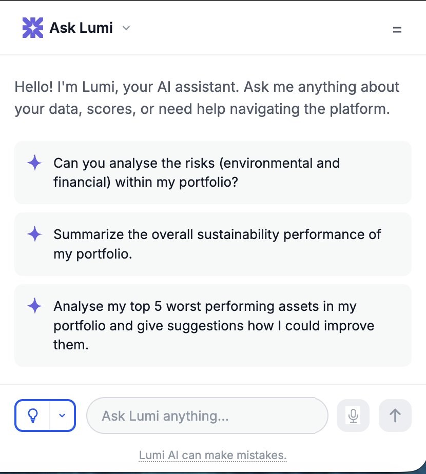 The redesigned Lumi panel with three suggestions